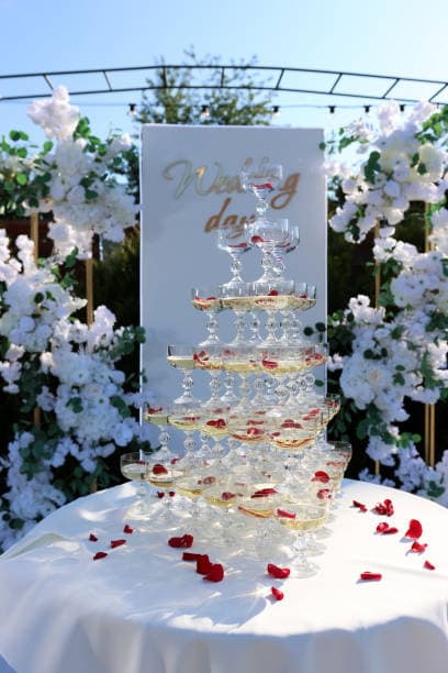 Guests celebrating at a wedding reception