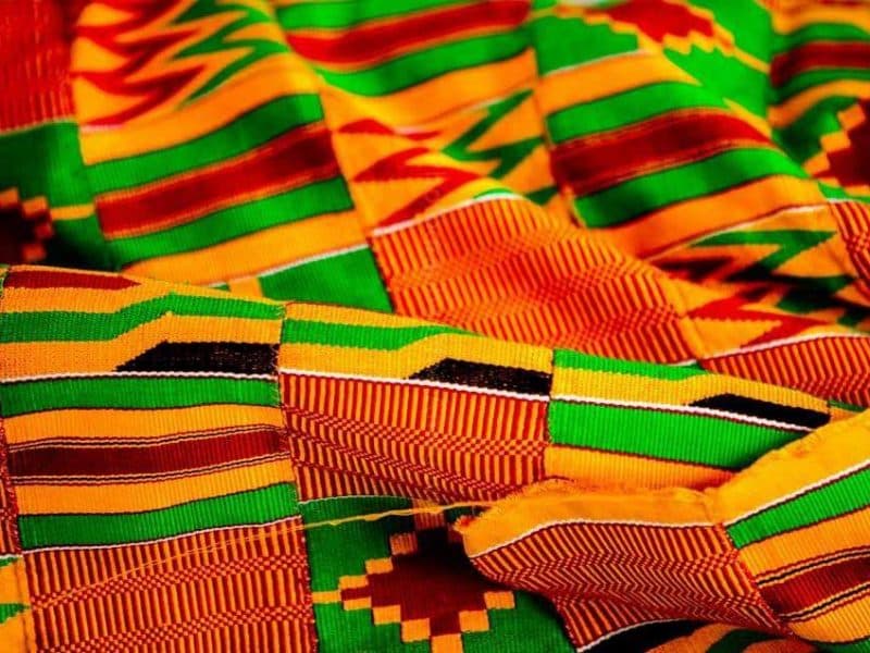 A couple in traditional Ghanaian kente attire