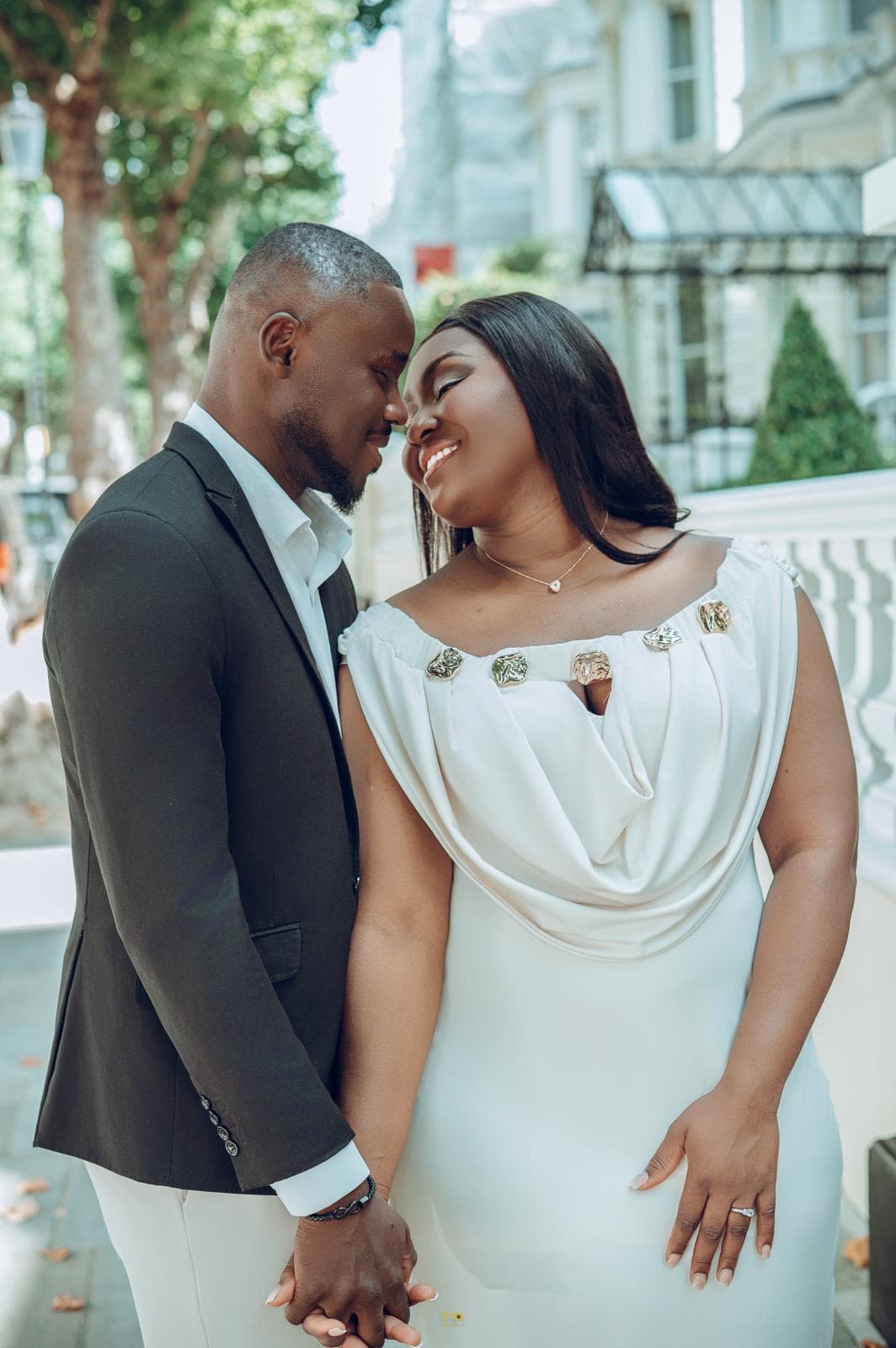 A portrait of Sandra and Kwabena from their London pre-wedding shoot