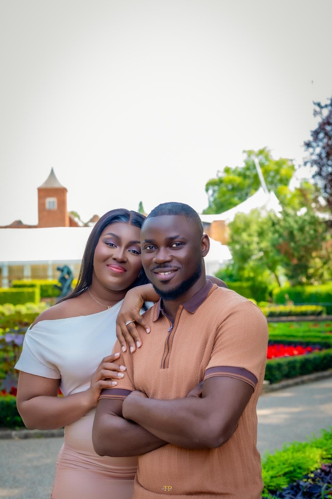 Kwabena and Sandra together at the close of their London pre-wedding shoot