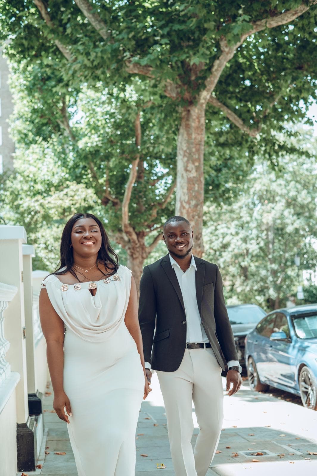 A close portrait of Kwabena and Sandra during their pre-wedding shoot
