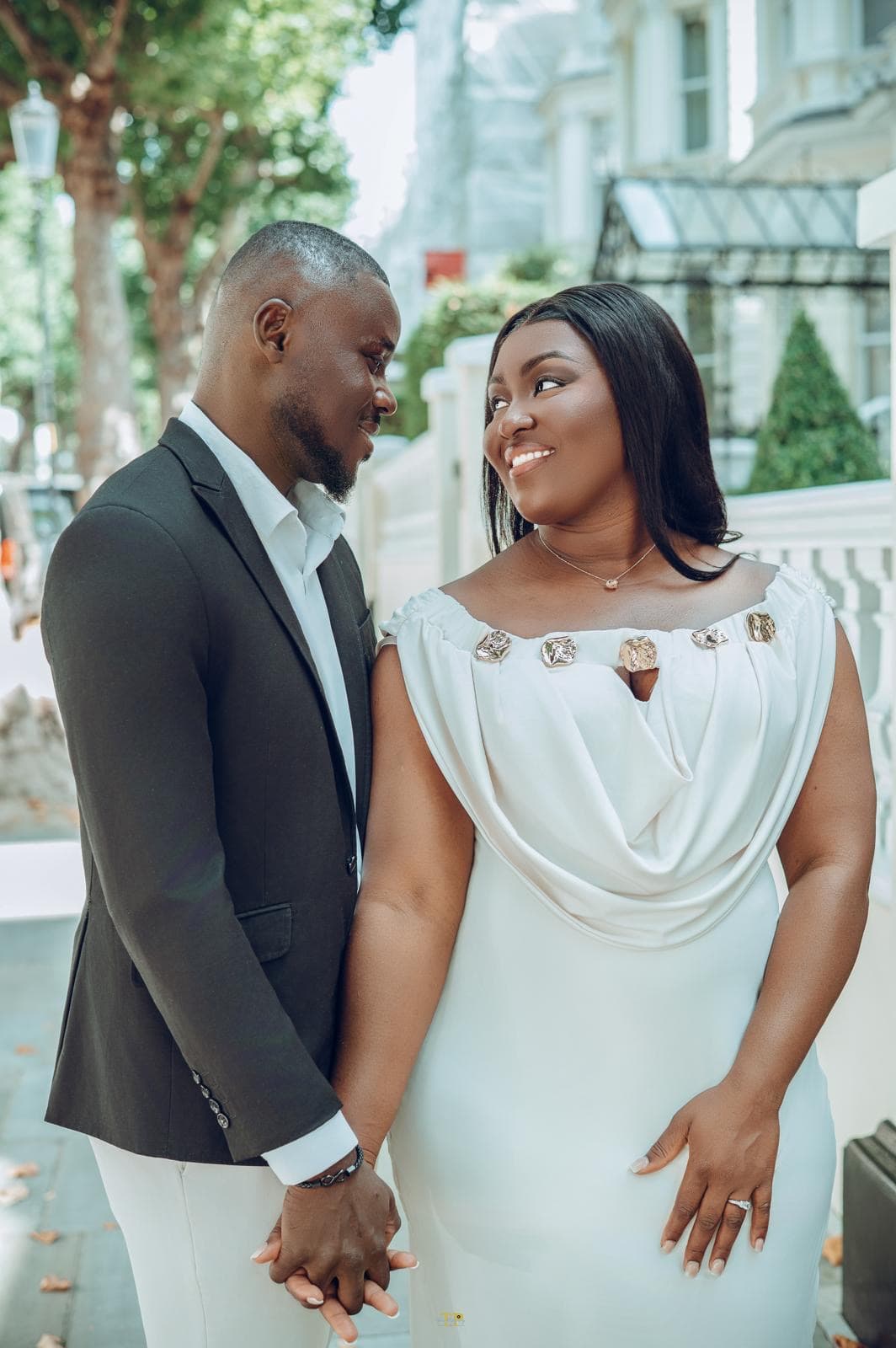 Kwabena and Sandra photographed together in London before the wedding